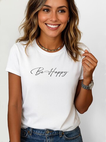 RMK Shirt 'Be Happy' in Weiß: Vorderseite