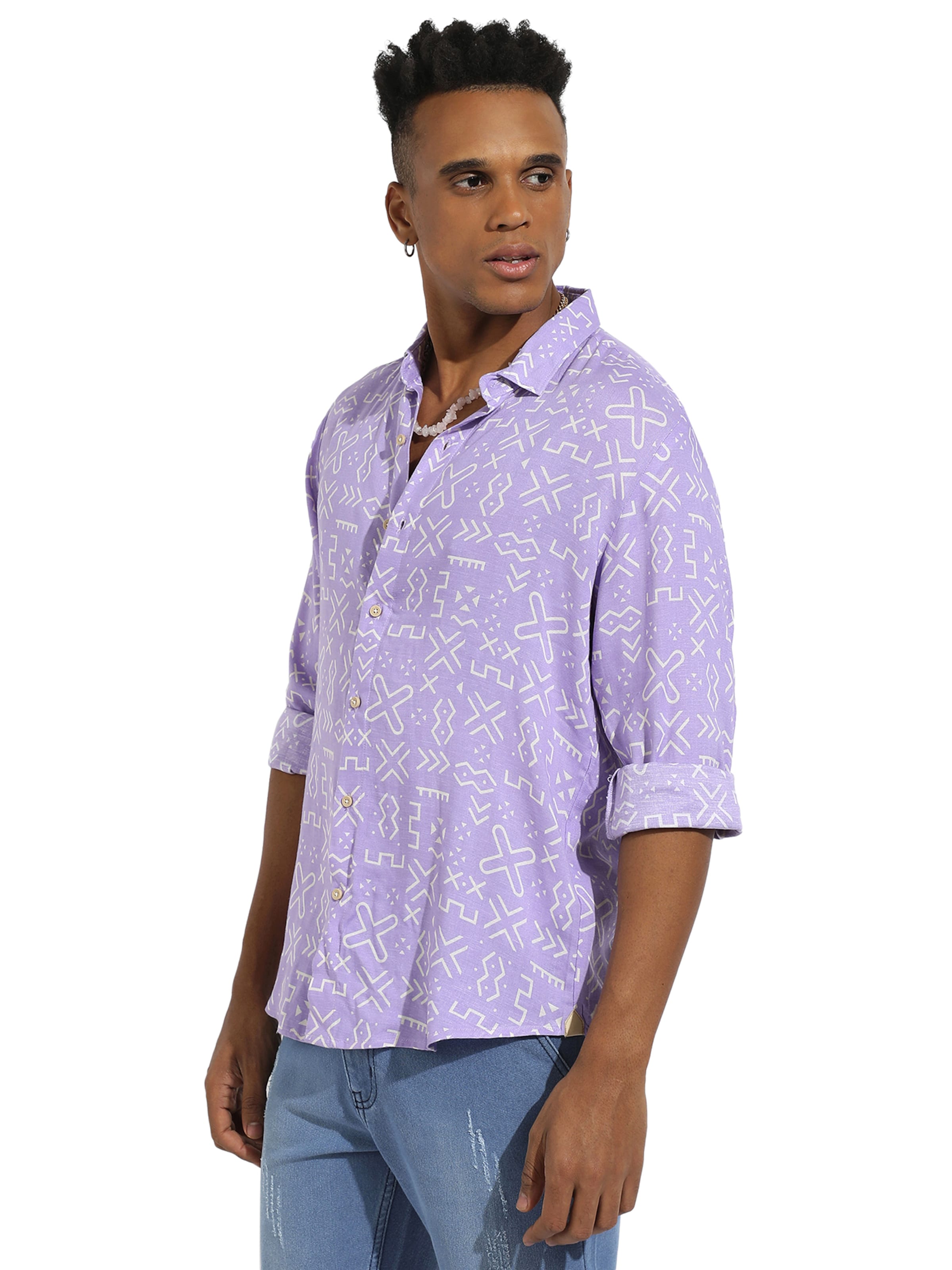 Campus Sutra Средняя посадка Рубашка 'Hank' в Лиловый