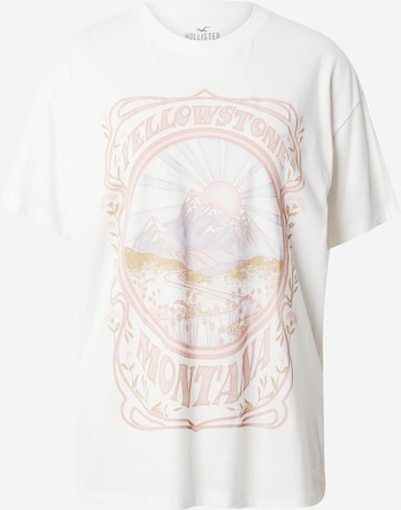 HOLLISTER T-shirt 'HOLIDAY' i beige: framsida