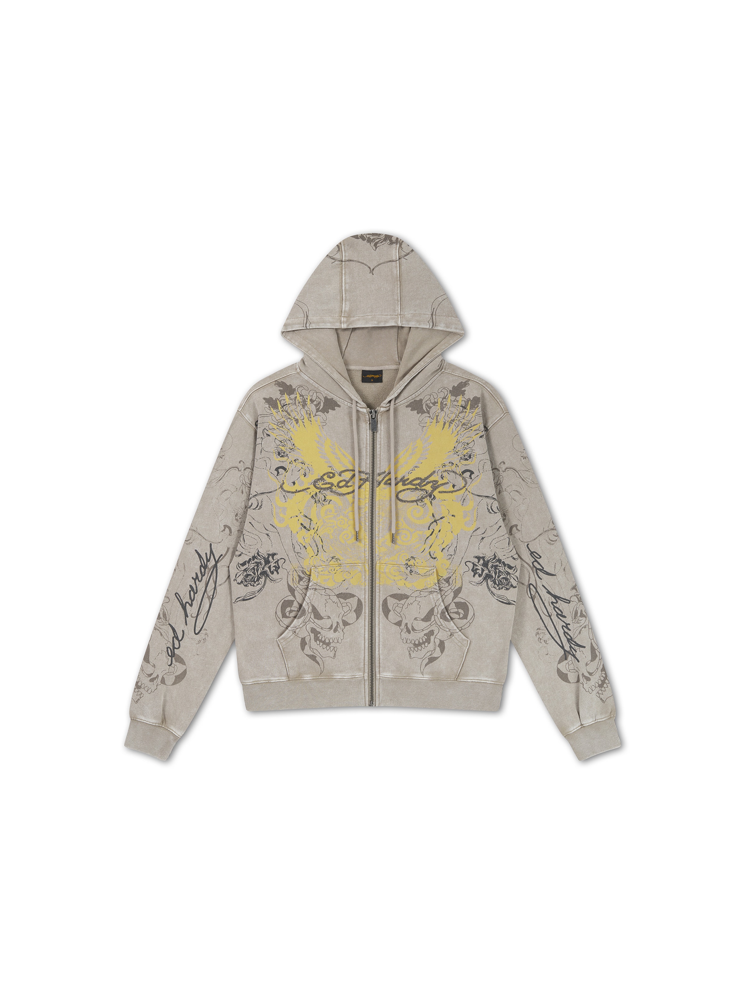 Ed Hardy Tepláková bunda 'Venom' - Sivá: predná strana