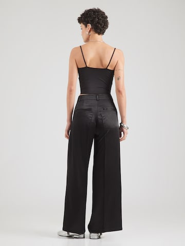 Monki Wide leg Pleat-Front Pants in Black