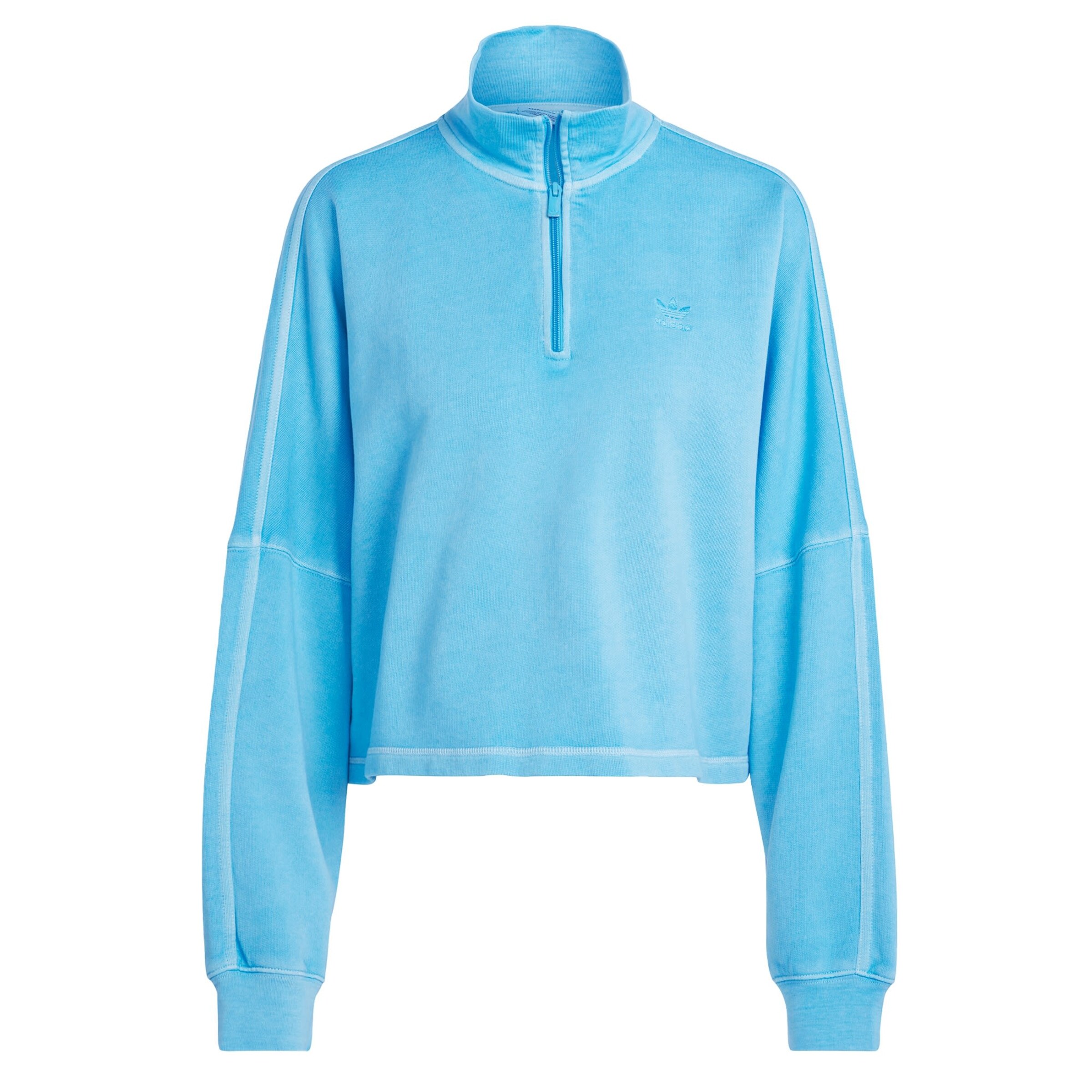 Adidas blue & white quarter zip crop sweatshirt sales