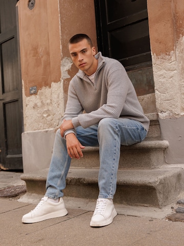 DAN FOX APPAREL Свитер 'Leart' в Серый
