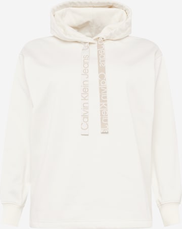 Sweat-shirt Calvin Klein Jeans Curve en beige : devant