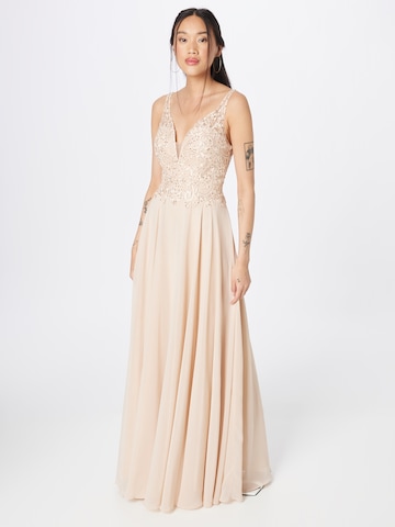 mascara Evening Dress in Beige: front