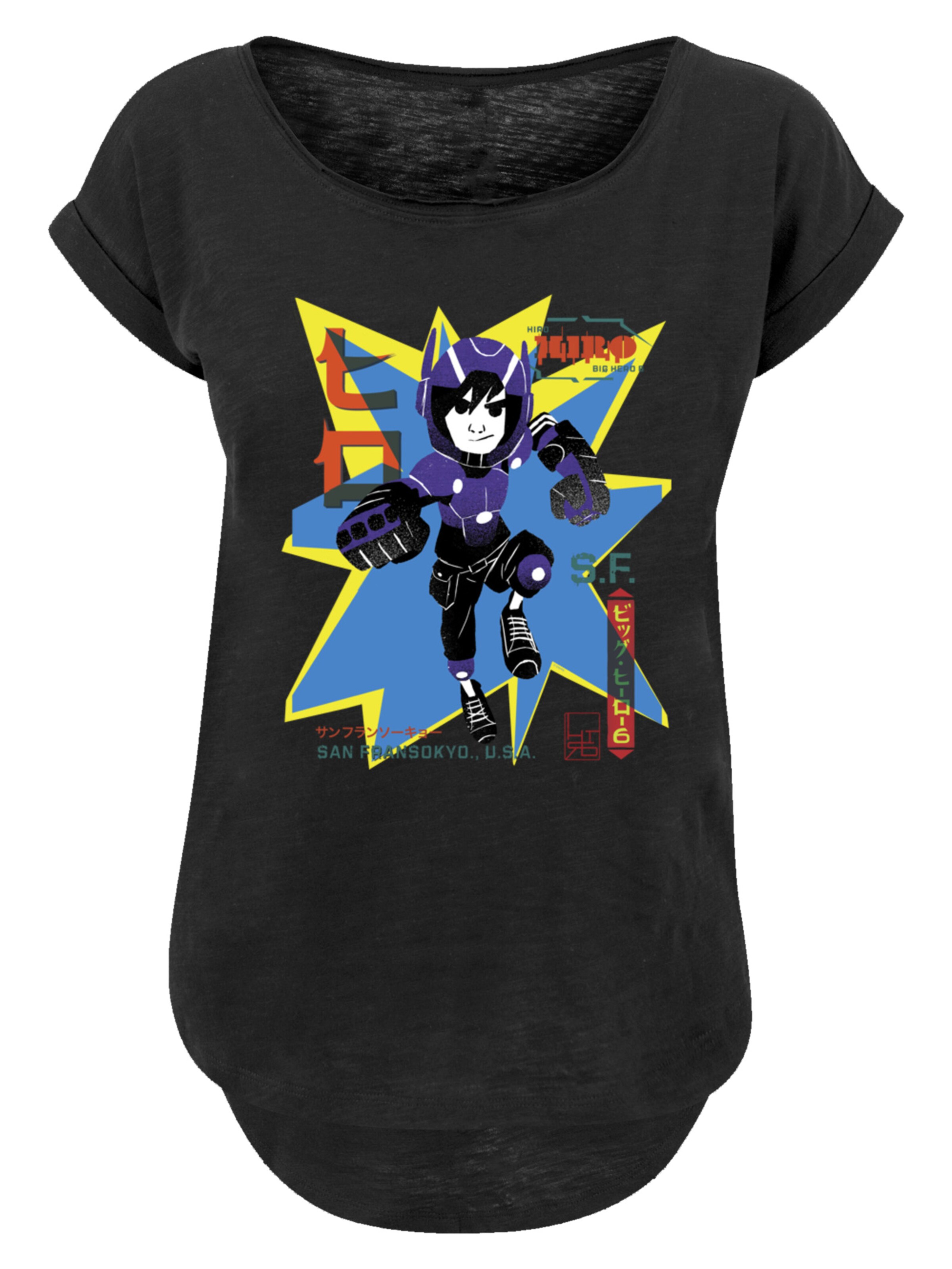 F4NT4STIC Shirt 'Big Hero 6 Hiro Manga' in Zwart: voorkant