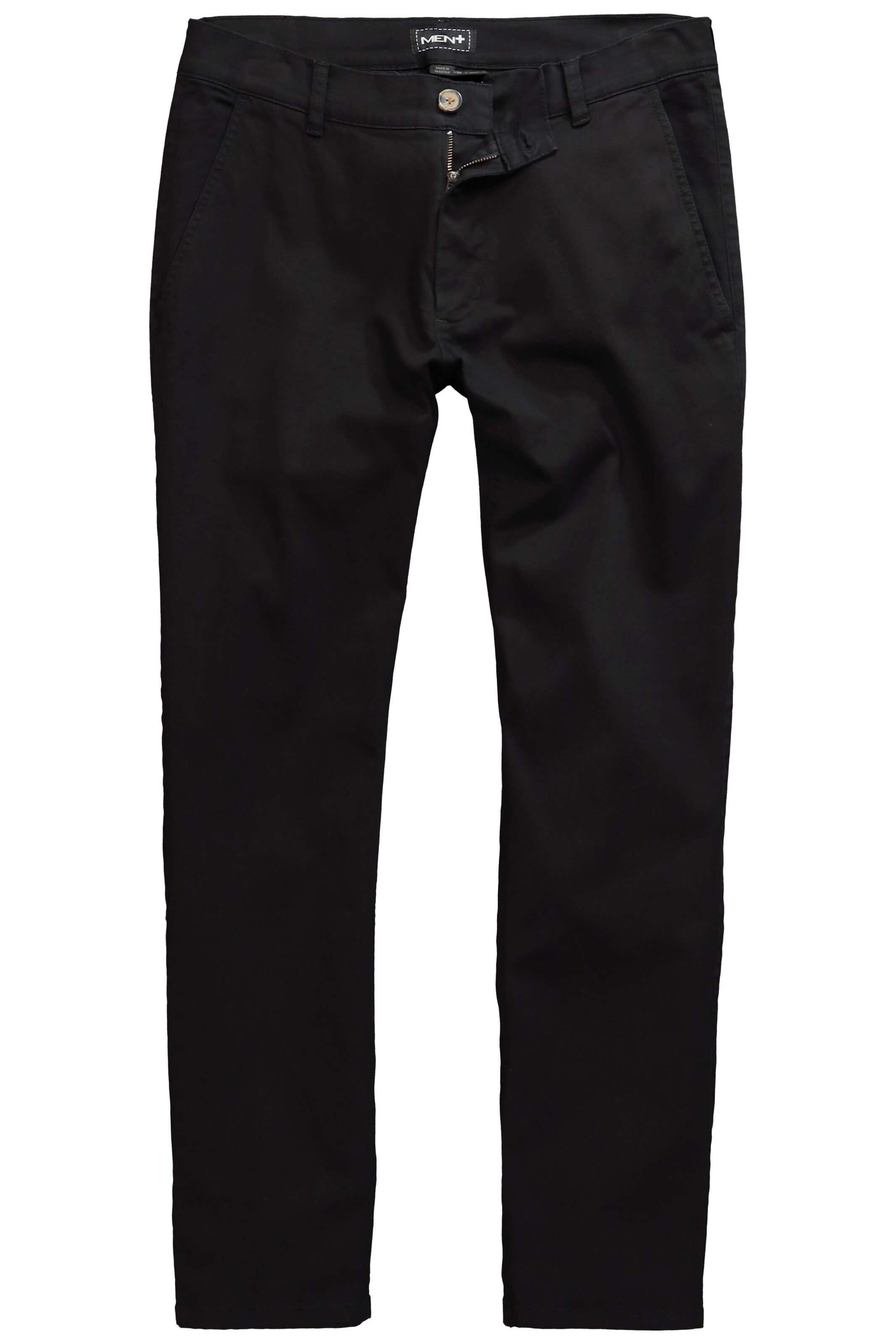 Men Plus Regular Chino in Zwart: voorkant