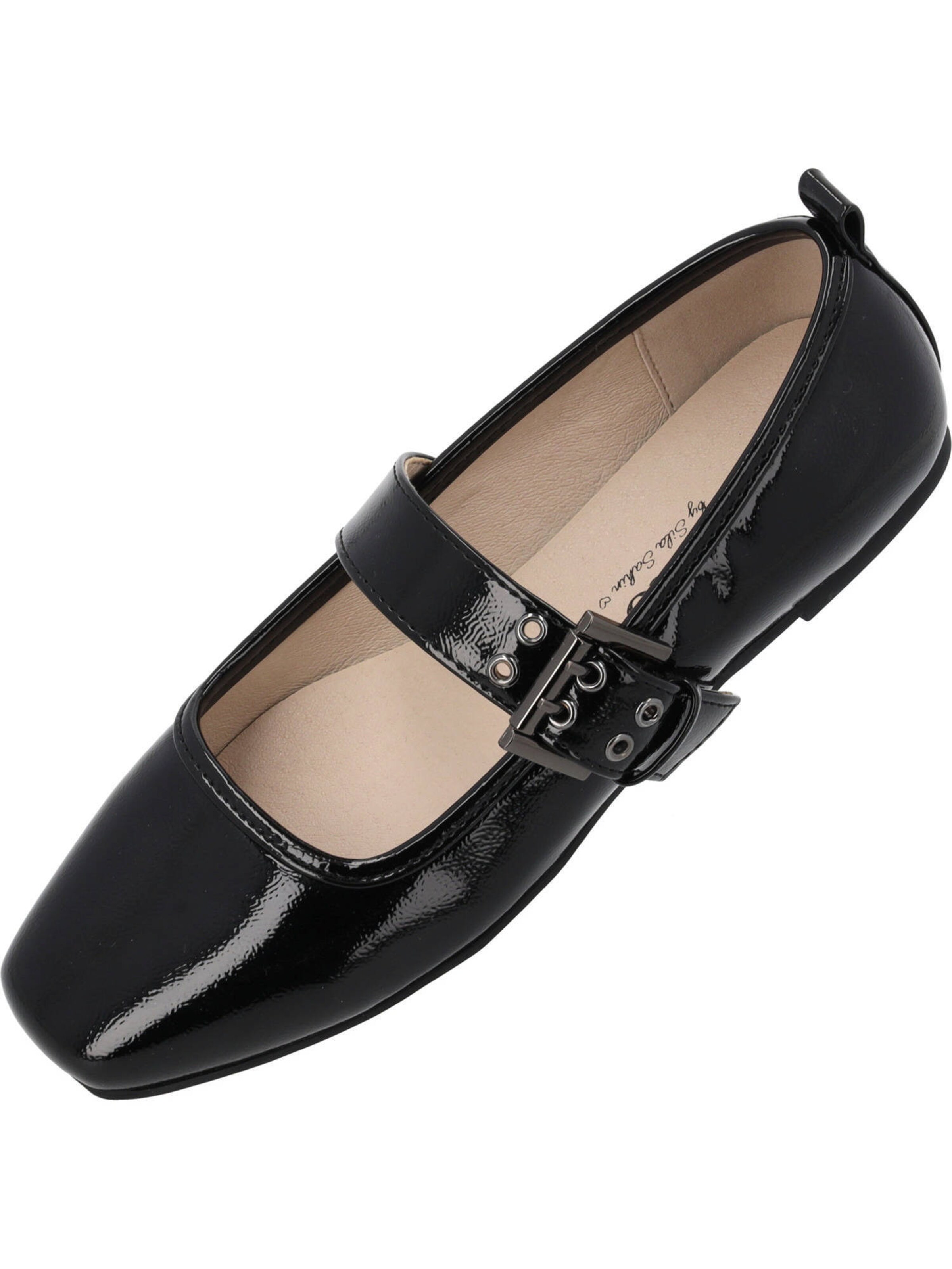 Palado by Sila Sahin Ballet Flats with Strap in Black: front