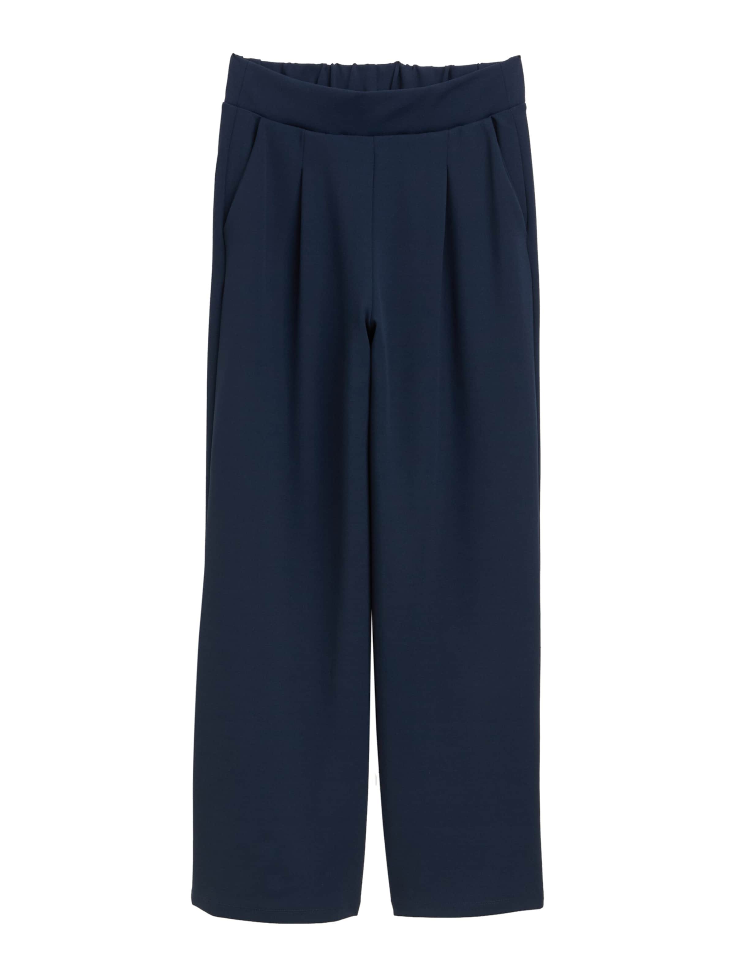 TOM TAILOR DENIM - Perna larga Calças com pregas em azul: frente