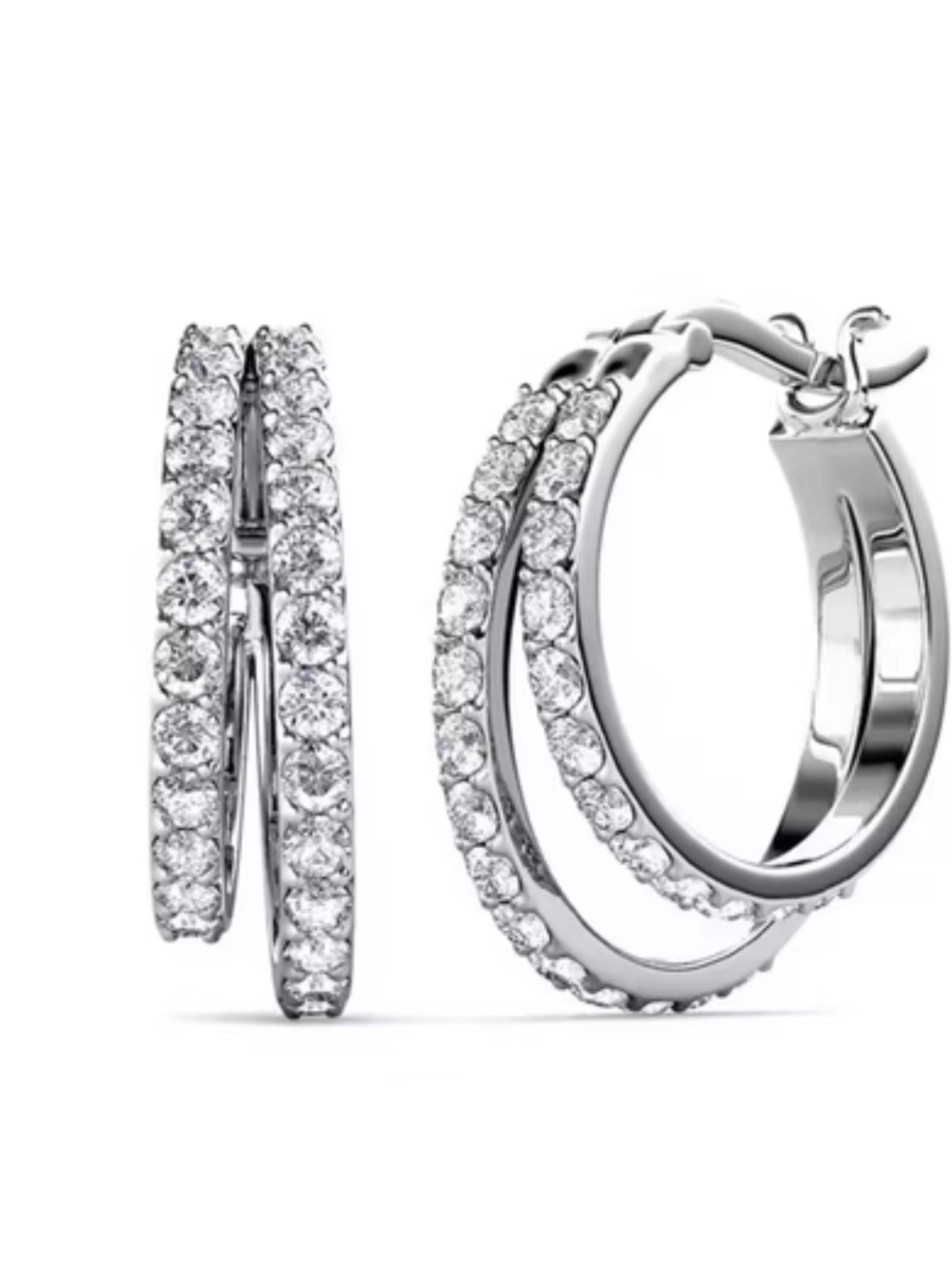 ROUGEMONT Jewellery Ohrringe 'Funkelnde Kristall Creolen Ohrringe' in Silber: Vorderseite