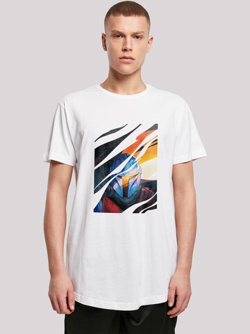 T-Shirt 'Star Wars The Mandalorian Glare' F4NT4STIC en blanc : devant