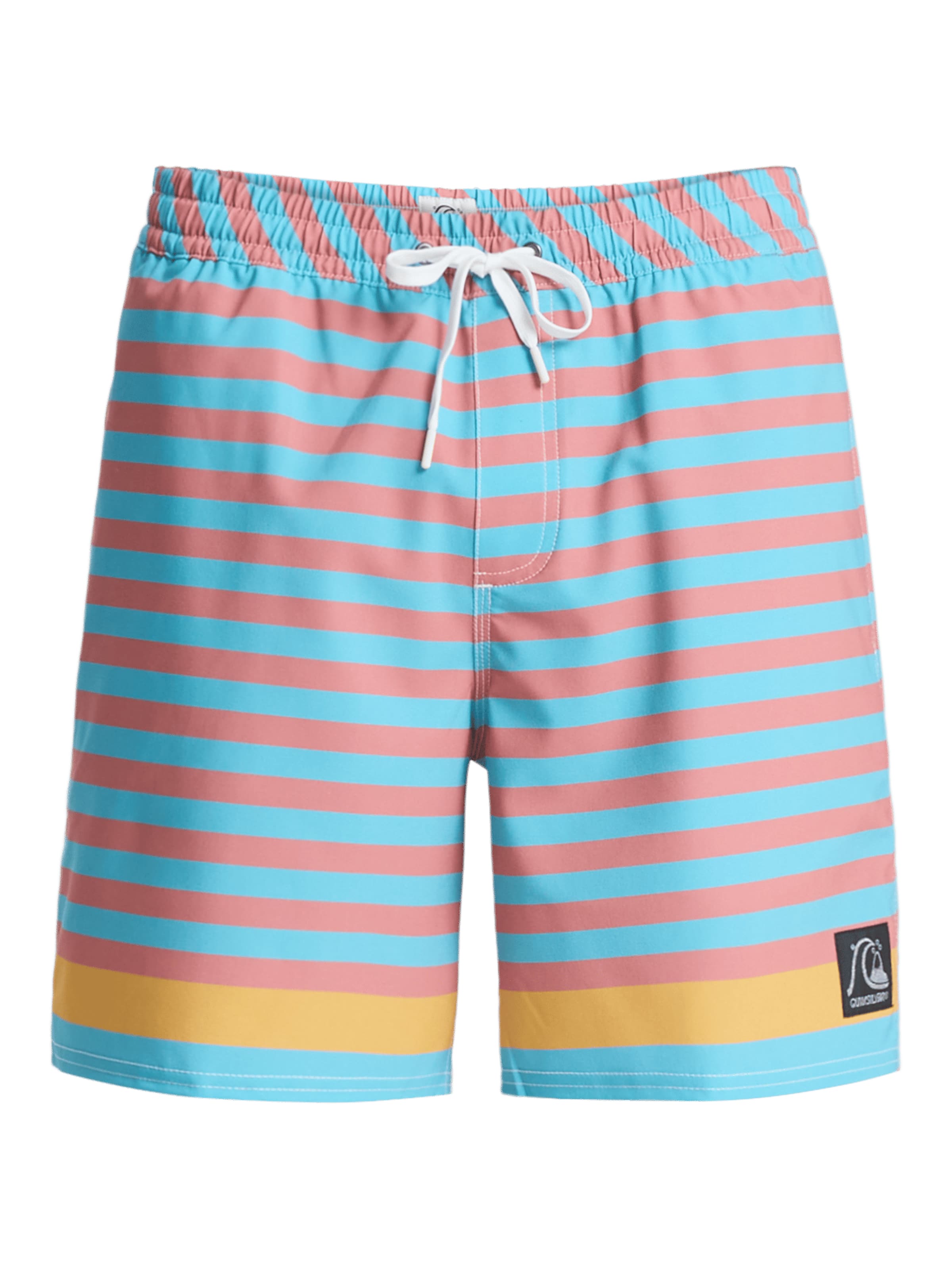 QUIKSILVER Board Shorts 'Original Btz Stripe Volley 17' in L in Blue / Yellow / Rose, Item view