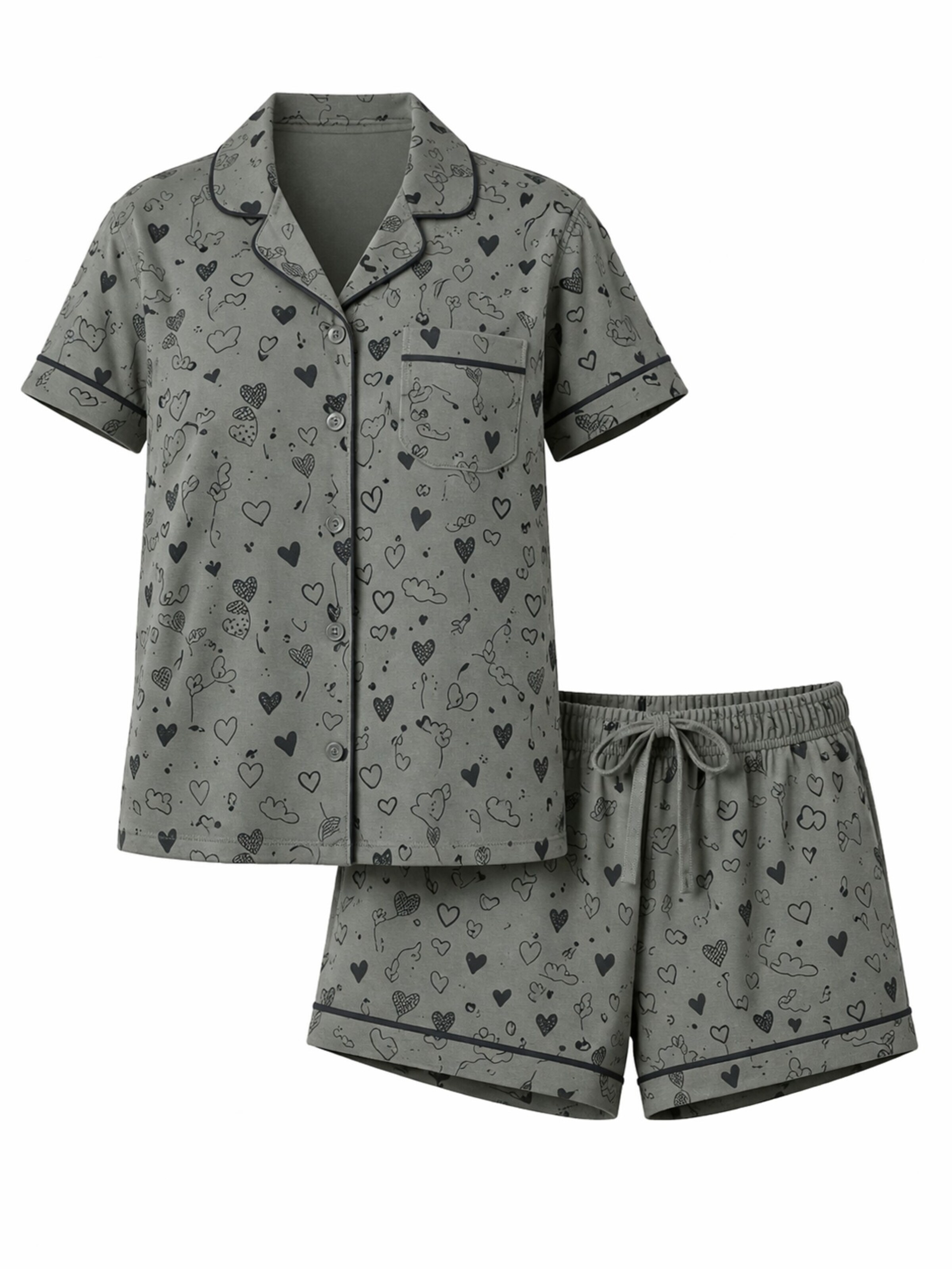 LEAFLETIC Shorty 'Leafletic Women’s Printed Night Wear Short Set'‌‌‌‌‌‌‌‌‌‌ in Grün: Vorderseite