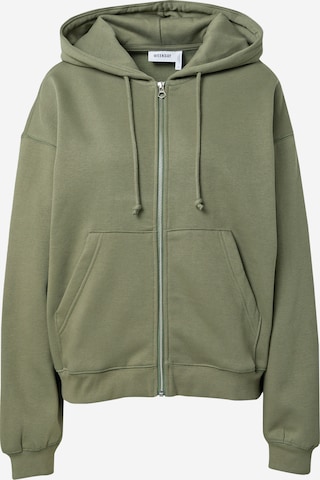 WEEKDAY Zip-Up Hoodie in Green: front