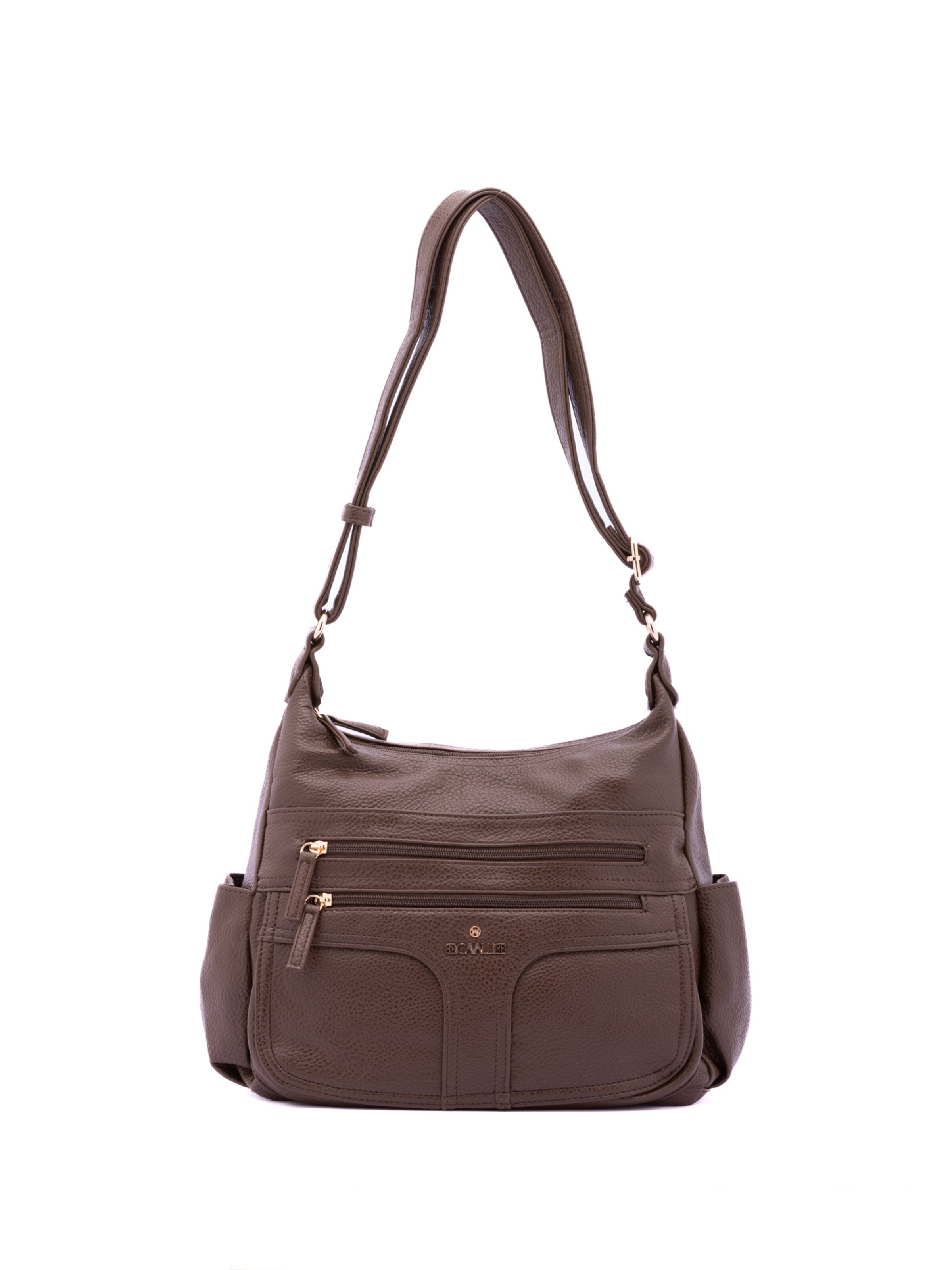 Borsa a spalla 'Borsa a Spalla Donna Ecopelle - Zip e Tasche Multiple' di B. Cavalli in marrone: frontale