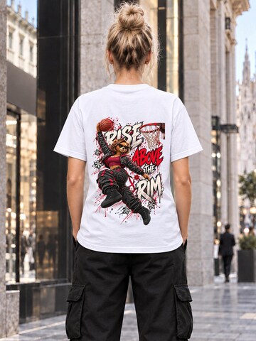 LUNØIR Studio Tričko 'BOSS Femme Basketball High Rise' – bílá