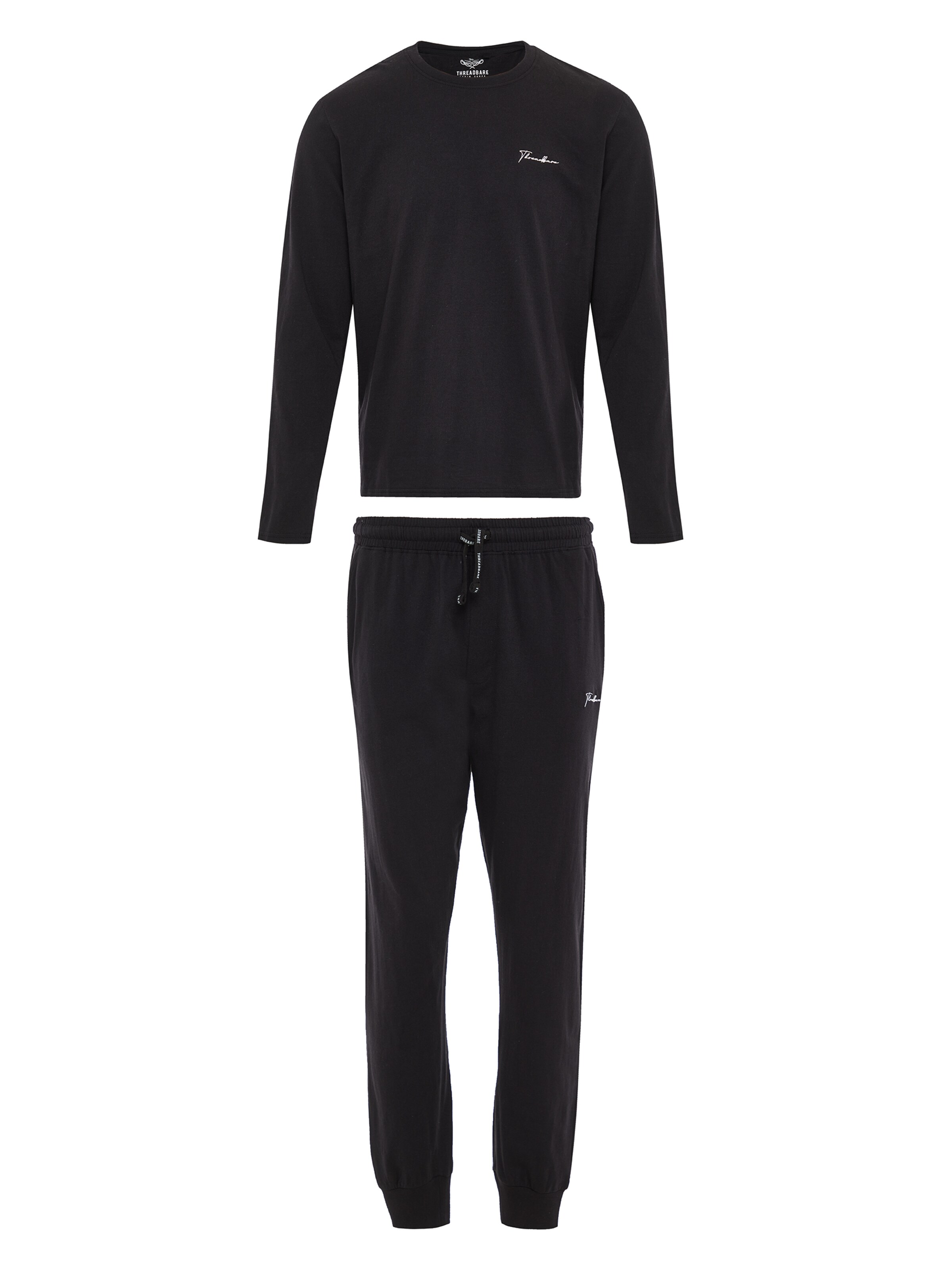 Threadbare Long Pajamas in Black: front