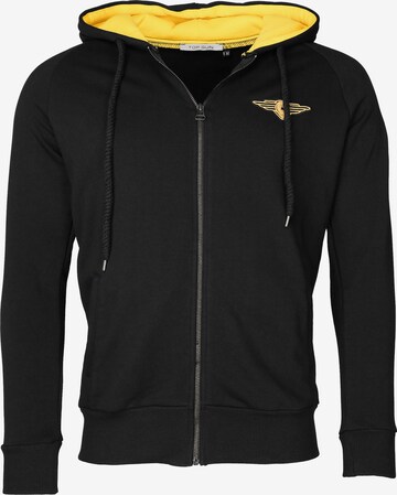 TOP GUN Zip-Up Hoodie in Black: front