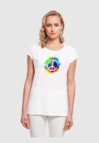 Merchcode T-Shirt 'Peace' in Weiß: Vorderseite