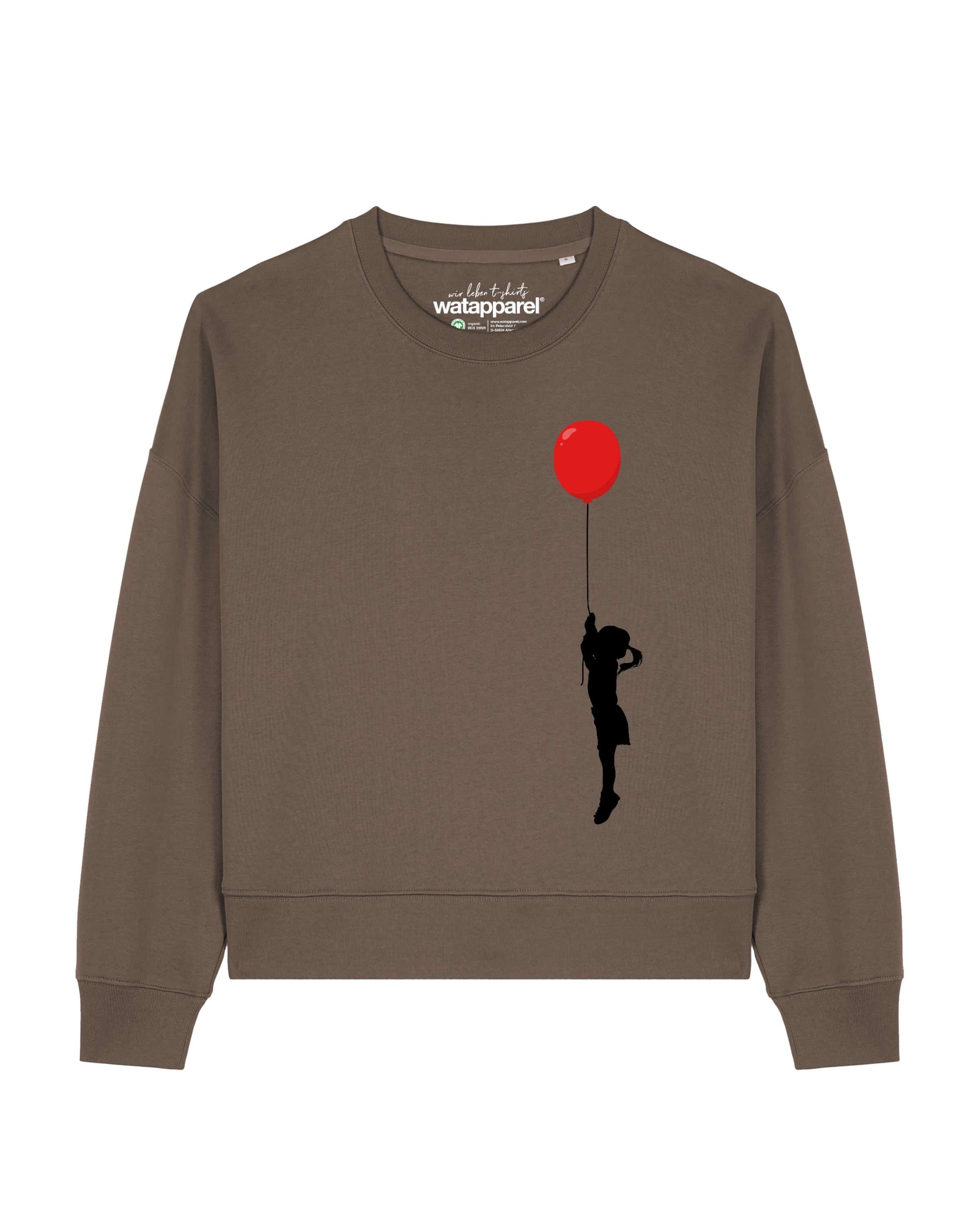 Watapparel Sweatshirt 'Mädchen mit Luftballon' in Brown: front