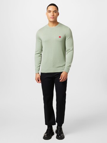 HUGO Red Sweater 'San Cassius' in Green