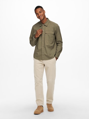 Only & Sons Regular fit Button Up Shirt 'Matti' in Green