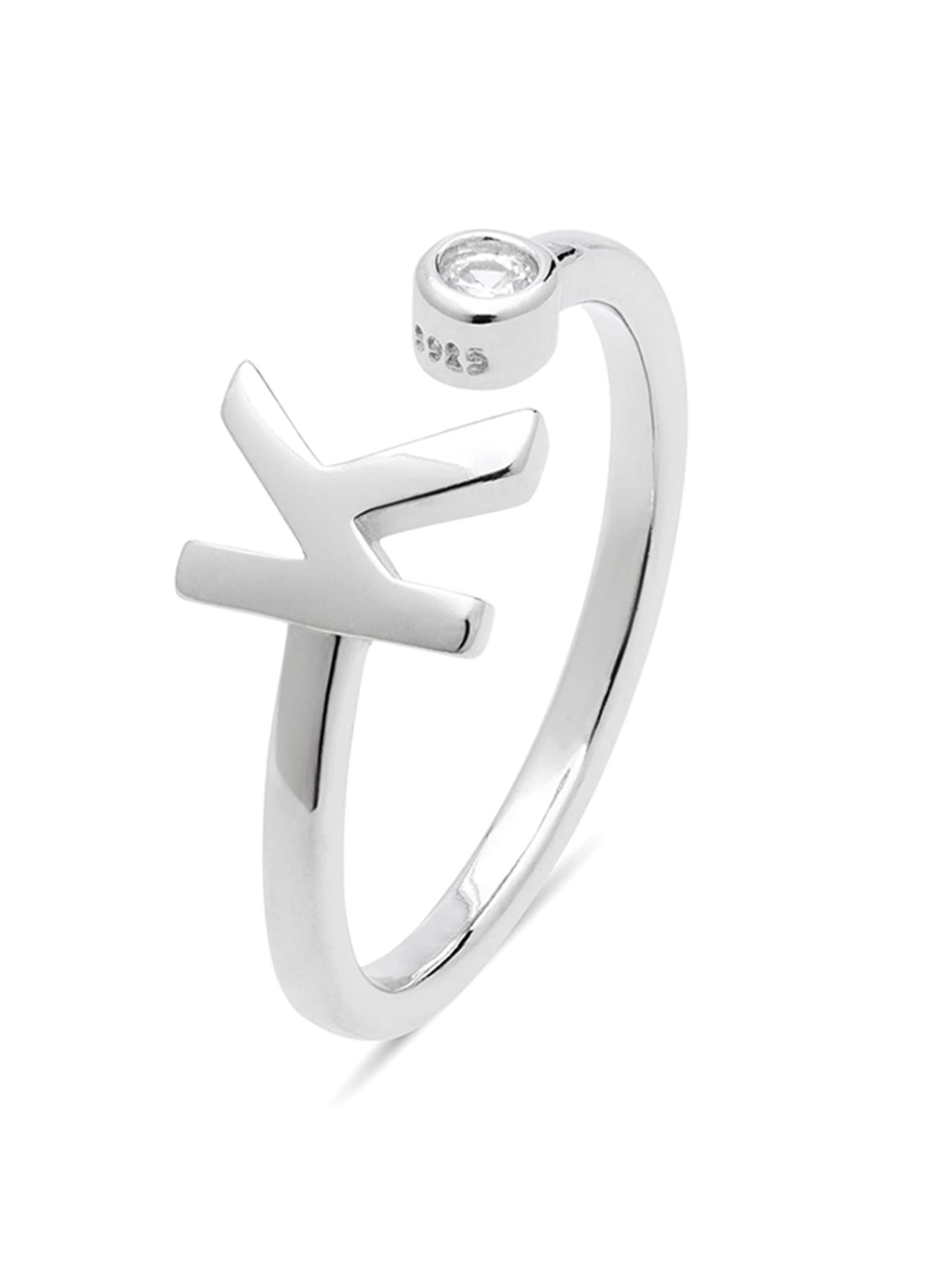 Luxenter Ring 'Alphabet K' in 50-60 in de kleur Zilvergrijs, Productweergave