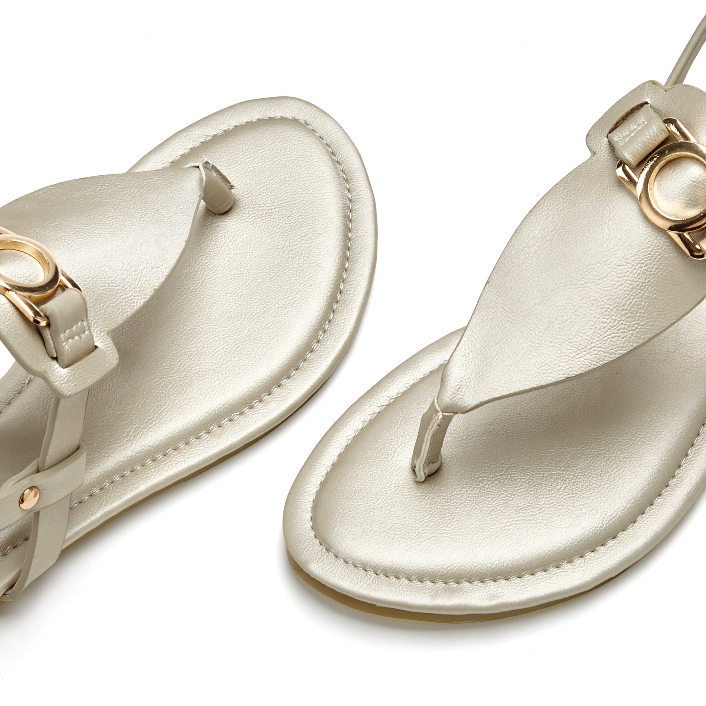VIVANCE T-Bar Sandals in Gold