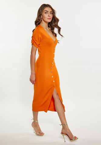 faina Gebreide jurk in Oranje
