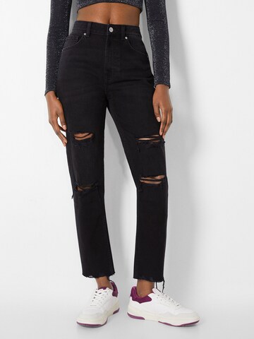 Bershka Slimfit Jeans in Schwarz: Vorderseite