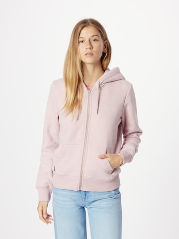 Superdry Sweat jacket 'Essential' in Pink: front