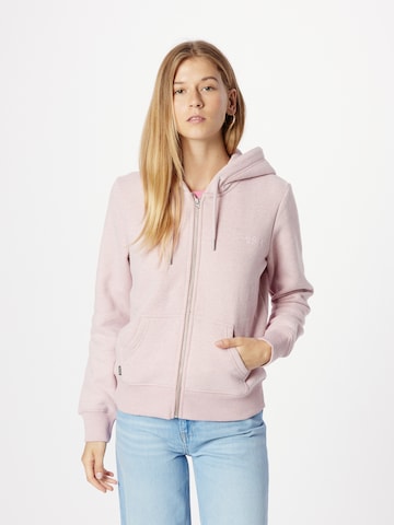 Veste de survêtement 'Essential' Superdry en rose : devant