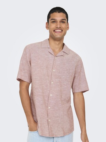 Only & Sons Regular fit Overhemd 'Caiden' in Bruin