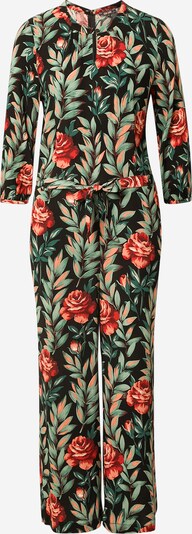 King Louie Jumpsuit 'Luna Florence' in smaragd / pastellgrün / weinrot / feuerrot / schwarz, Produktansicht