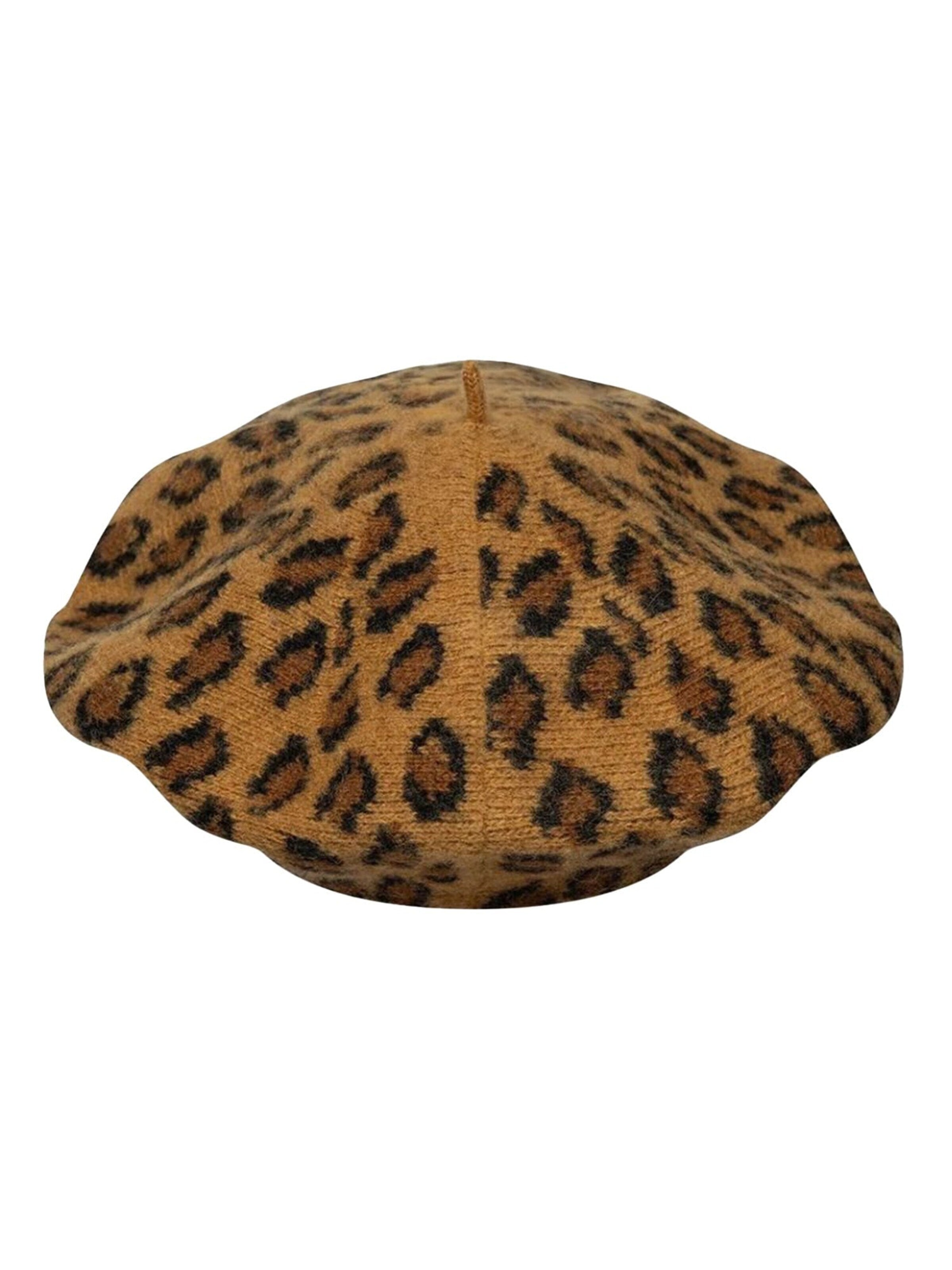 Chapeaux 'FEMALE LEOPARD BERET NEW YORK YANKEES STONE / BLACK' NEW ERA en beige