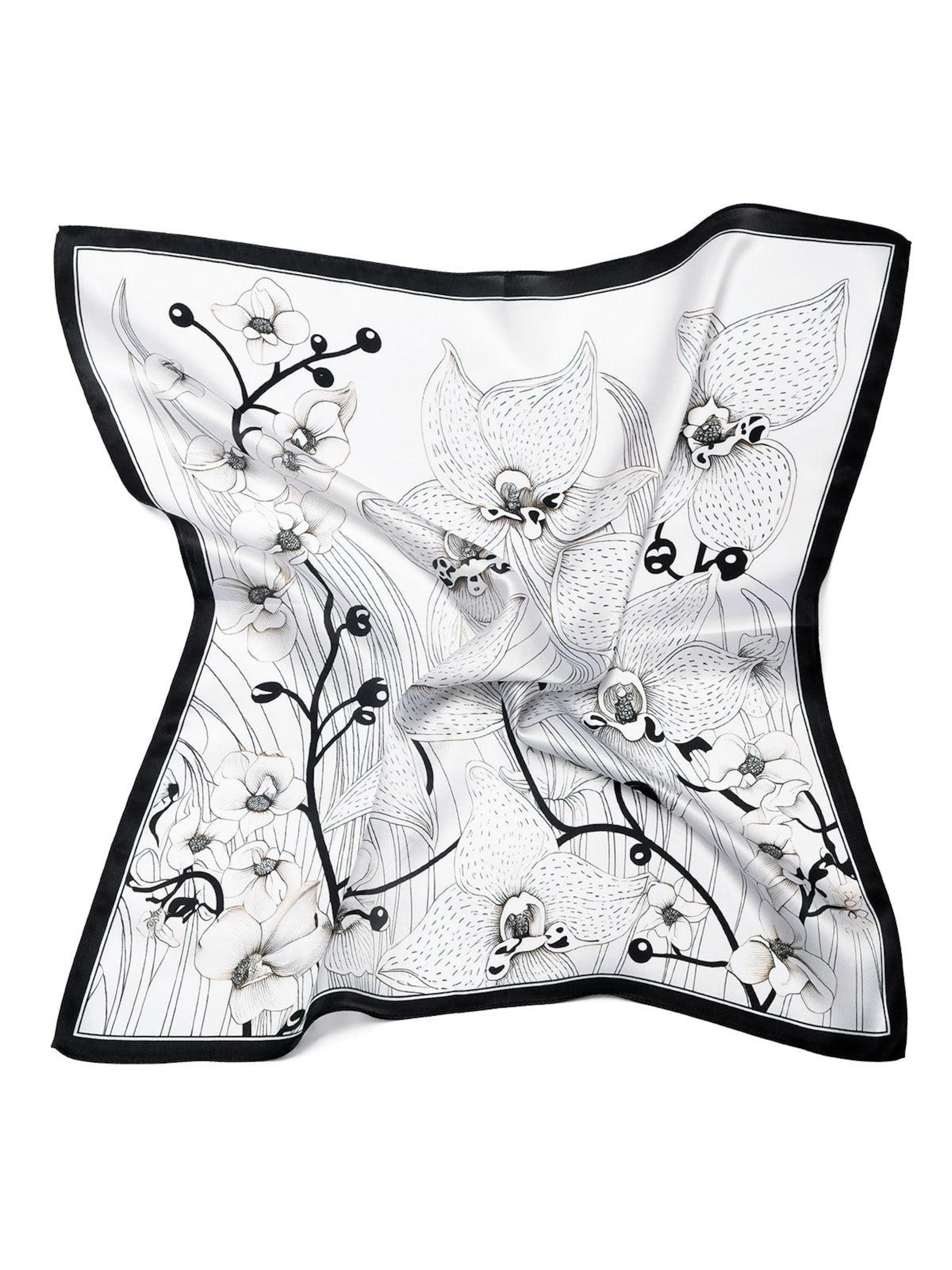 Sciarpa 'Seidentuch Orchideen' di MayTree in bianco: frontale