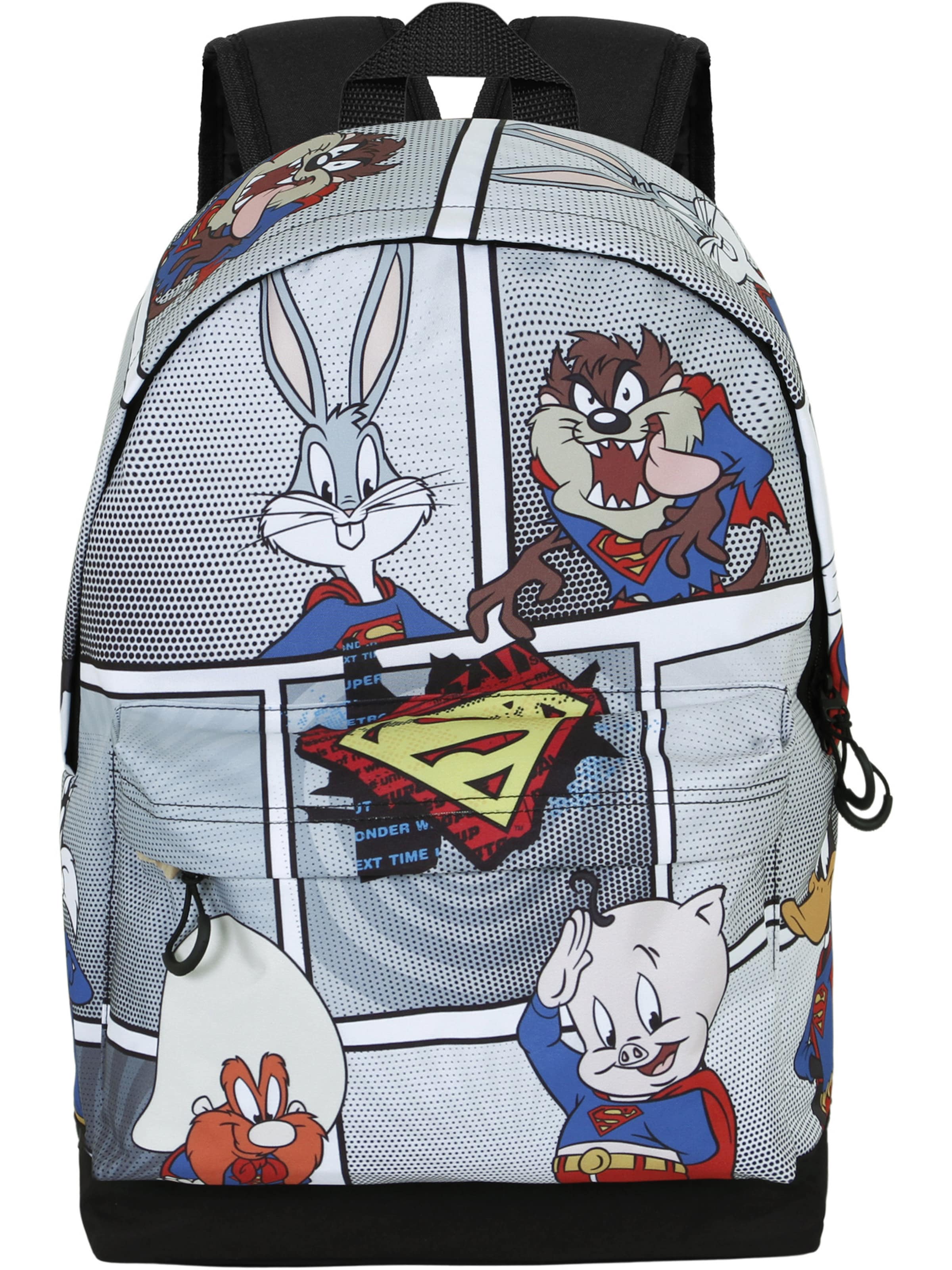 Warner Bros. Rucksack 'Looney Tunes Super Tunes' in Grau: Vorderseite