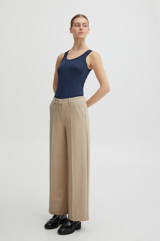 ICHI Wide Leg Bügelfaltenhose 'KATE' in Braun