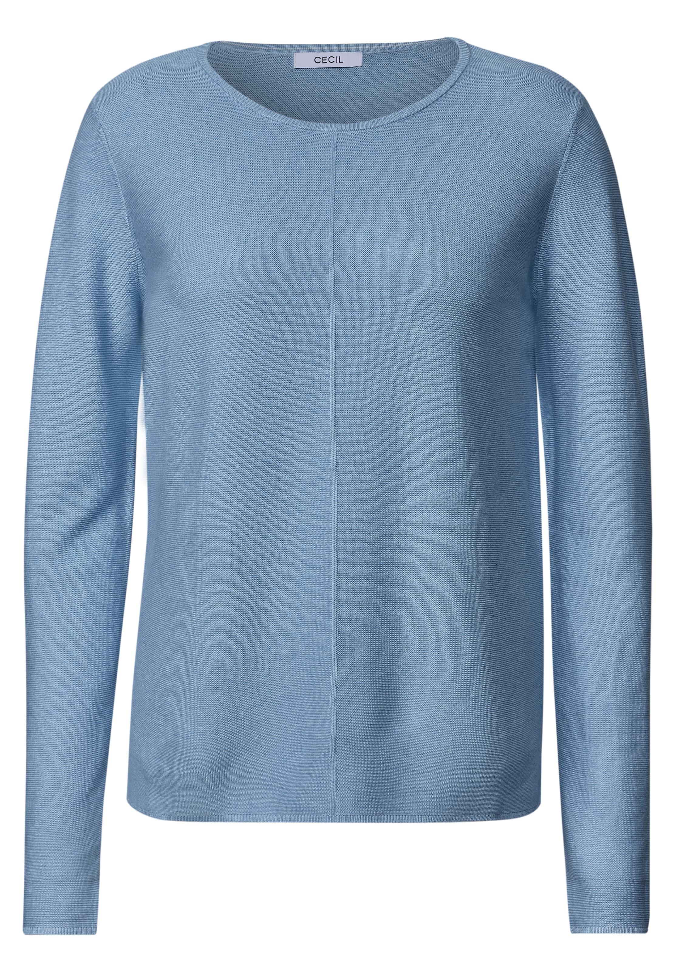 CECIL Langarm Pullover mit Rundhals und Struktur in Blau: Vorderseite