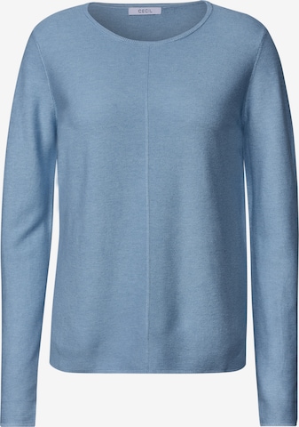 CECIL Langarm Pullover mit Rundhals und Struktur in Blau: Vorderseite