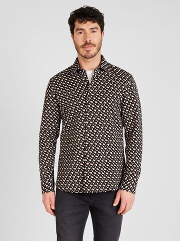 BOSS Regular fit Button Up Shirt in Beige: front