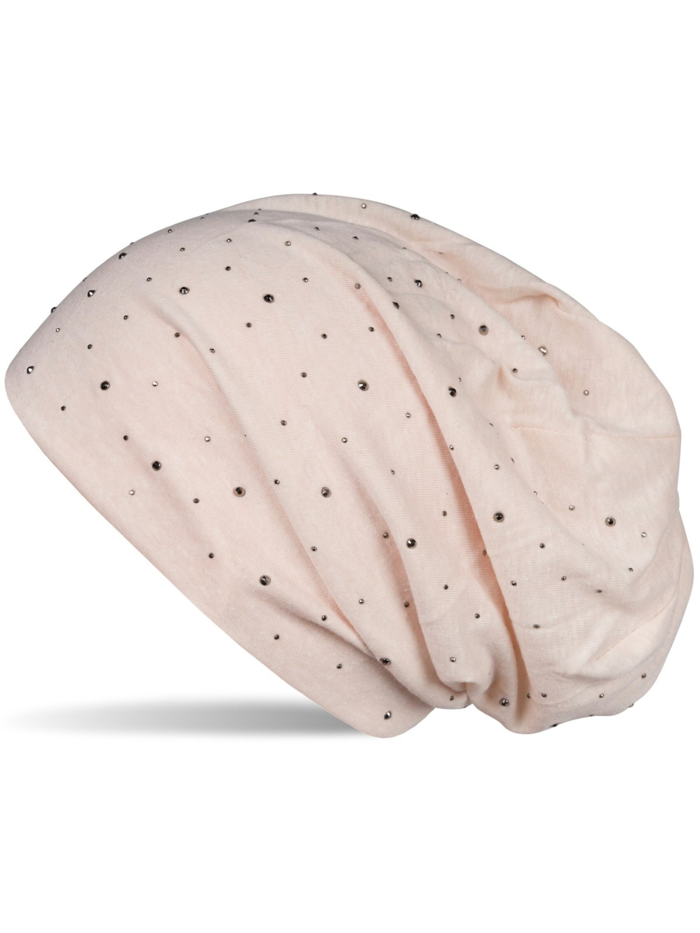 styleBREAKER Mütze 'Beanie mit Strass Nieten Applikation'‌‌‌‌‌‌‌‌‌ in Beige: Vorderseite