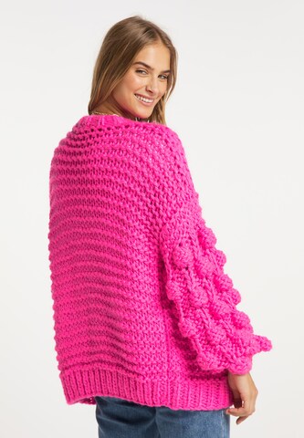 IZIA Oversized strikkejakke i rosa