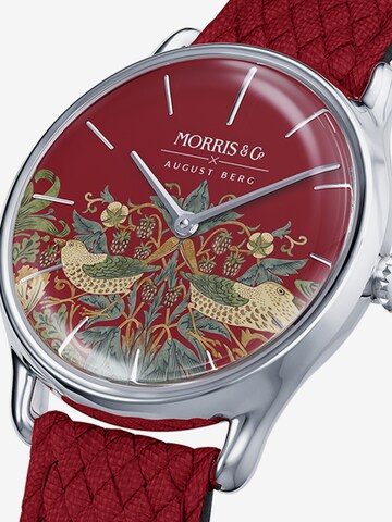 August Berg Analog Watch 'Morris & Co. Crimson' in Red