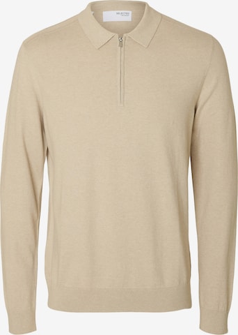 Pull-over 'SLHBERG' SELECTED en beige : devant