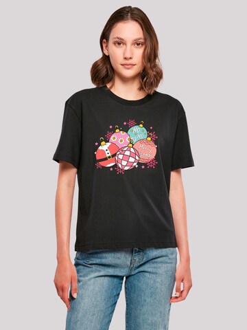 F4NT4STIC Shirt 'Pink Cute Christmas Tree Balls' in Schwarz: Vorderseite