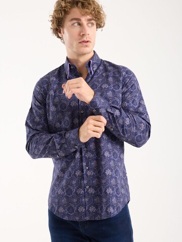 Coupe slim Chemise business 'Sport Poplin Stretch Man Shirt Blue Purple' 7Camicie en bleu