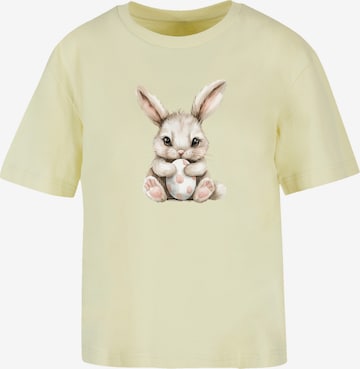 F4NT4STIC T-Shirt 'Niedlicher Osterhase mit Ei' in Gelb: Vorderseite