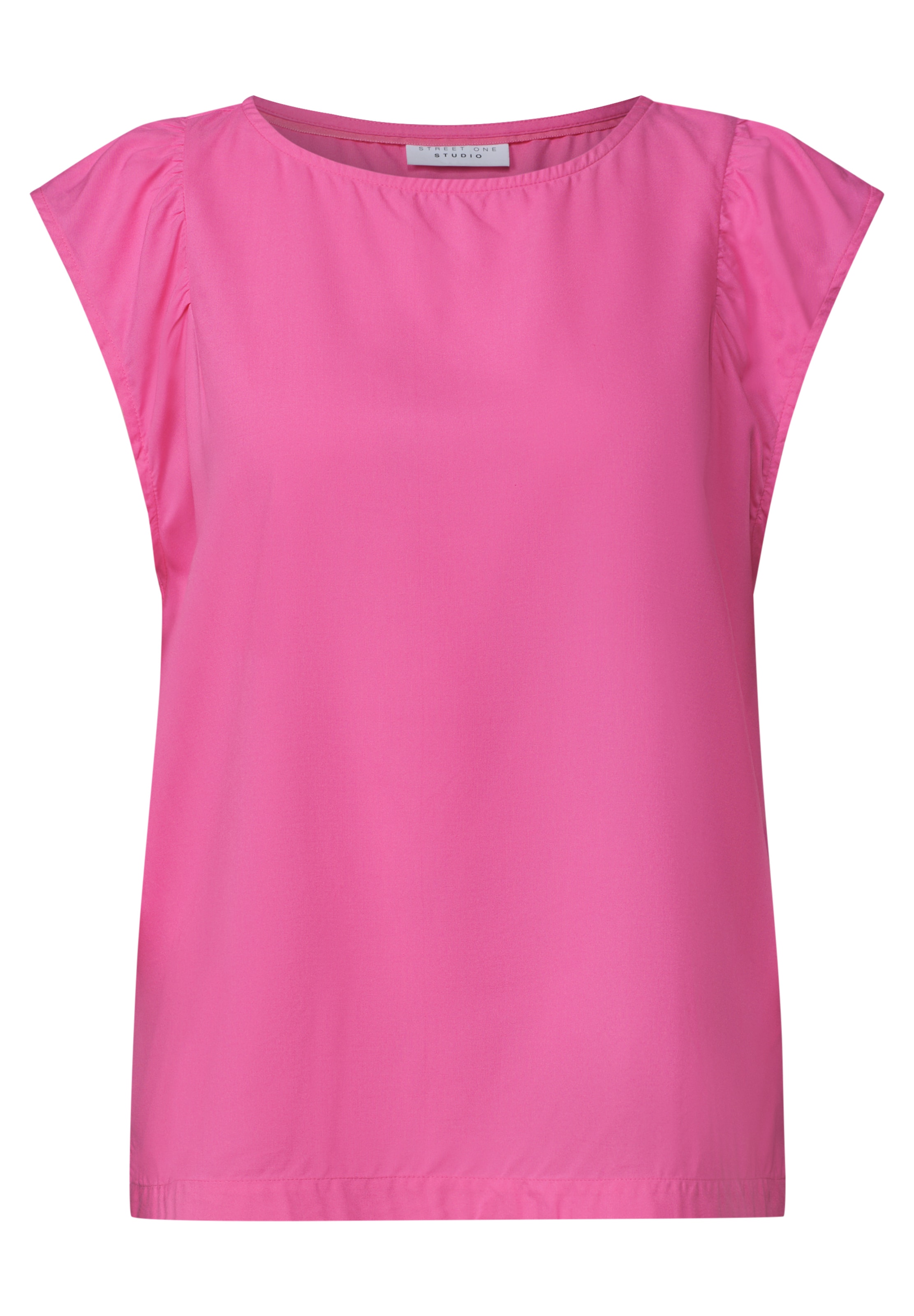 Street One Studio Dropped Shoulder Blusenshirt mit Rundhals in Pink: Vorderseite