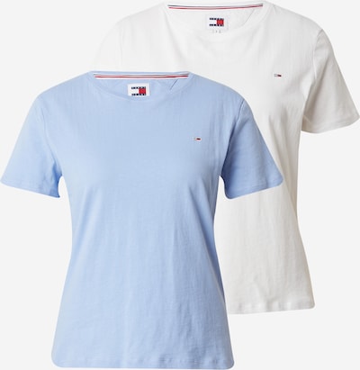 Tommy Jeans Тениска в гълъбово синьо / бяло, Преглед на продукта